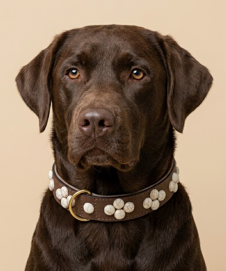SOFT no.04 - Hundehalsband mit marmorierten Schmucksteinen
