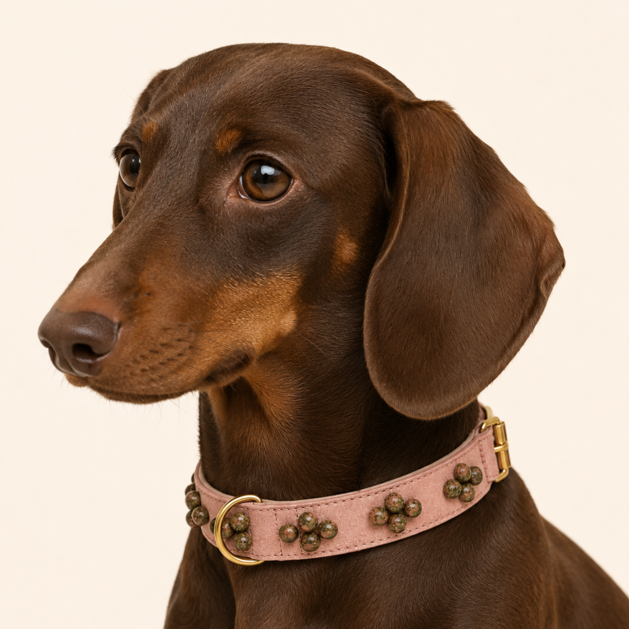 SOFT no.01 - Hundehalsband mit Edelsteinen (Unakit)