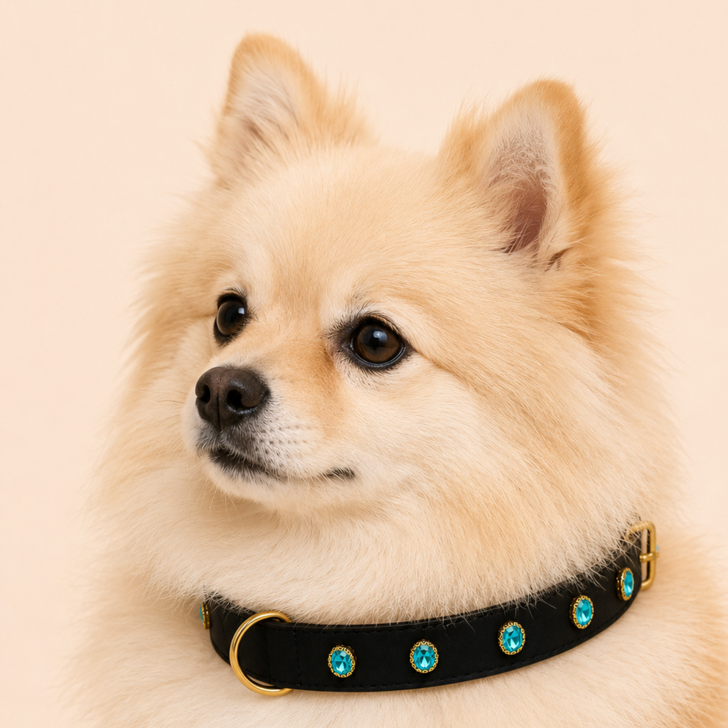 URBAN no.05 - Hundehalsband mit hellblauen Kristallen