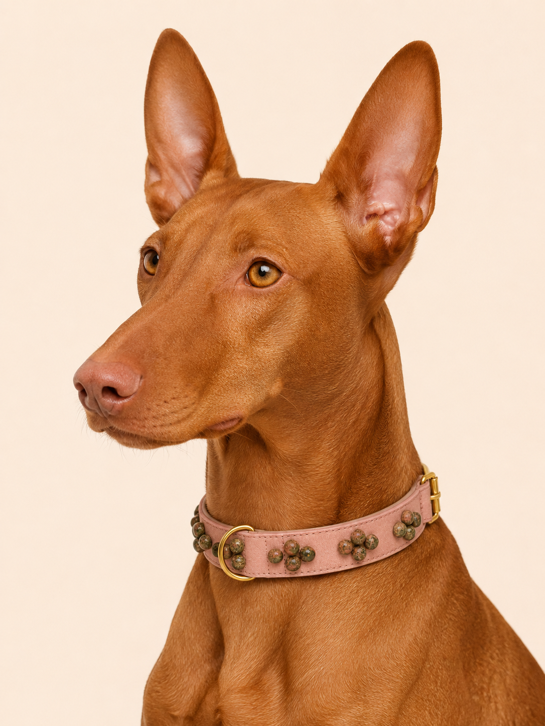 SOFT no.01 - Hundehalsband mit Edelsteinen (Unakit)